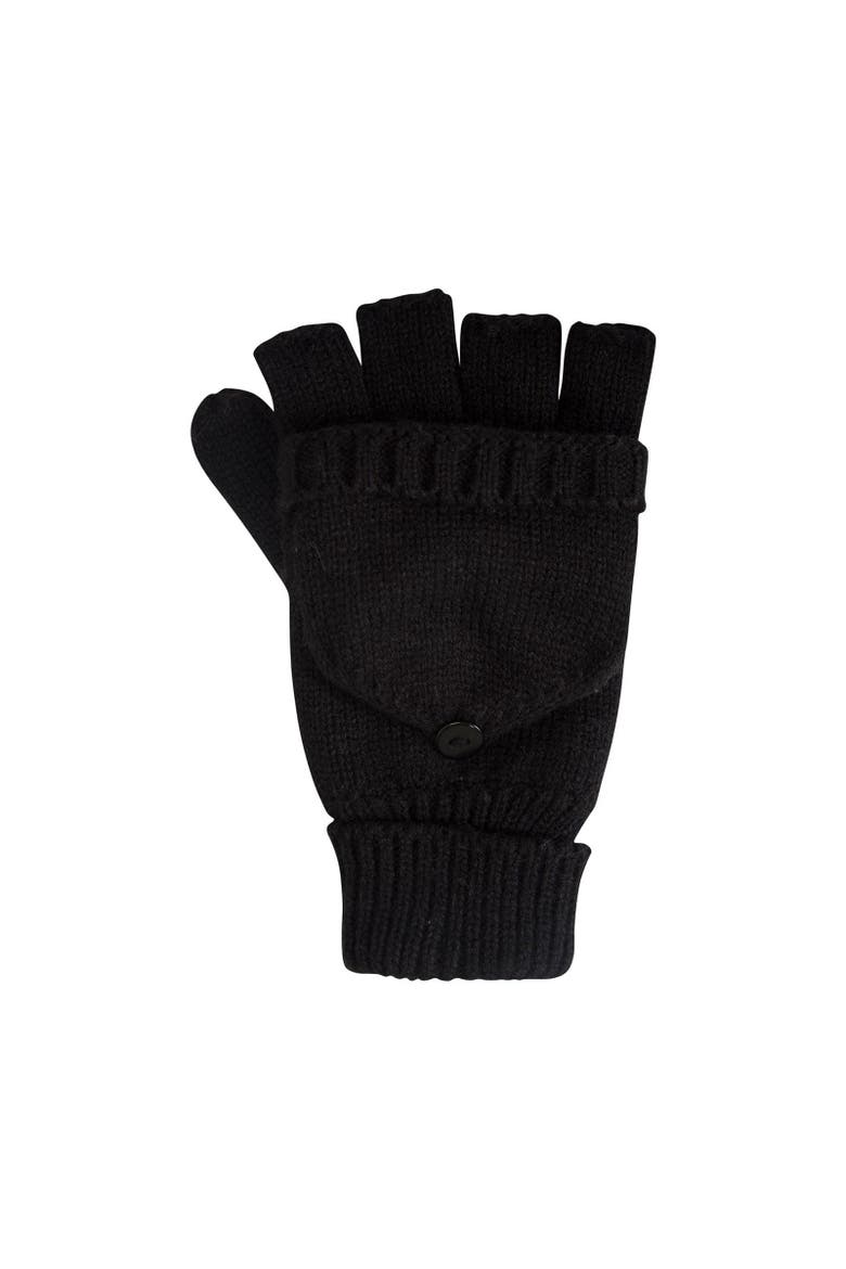Fingerless Knitted Mittens, Main, color, Black