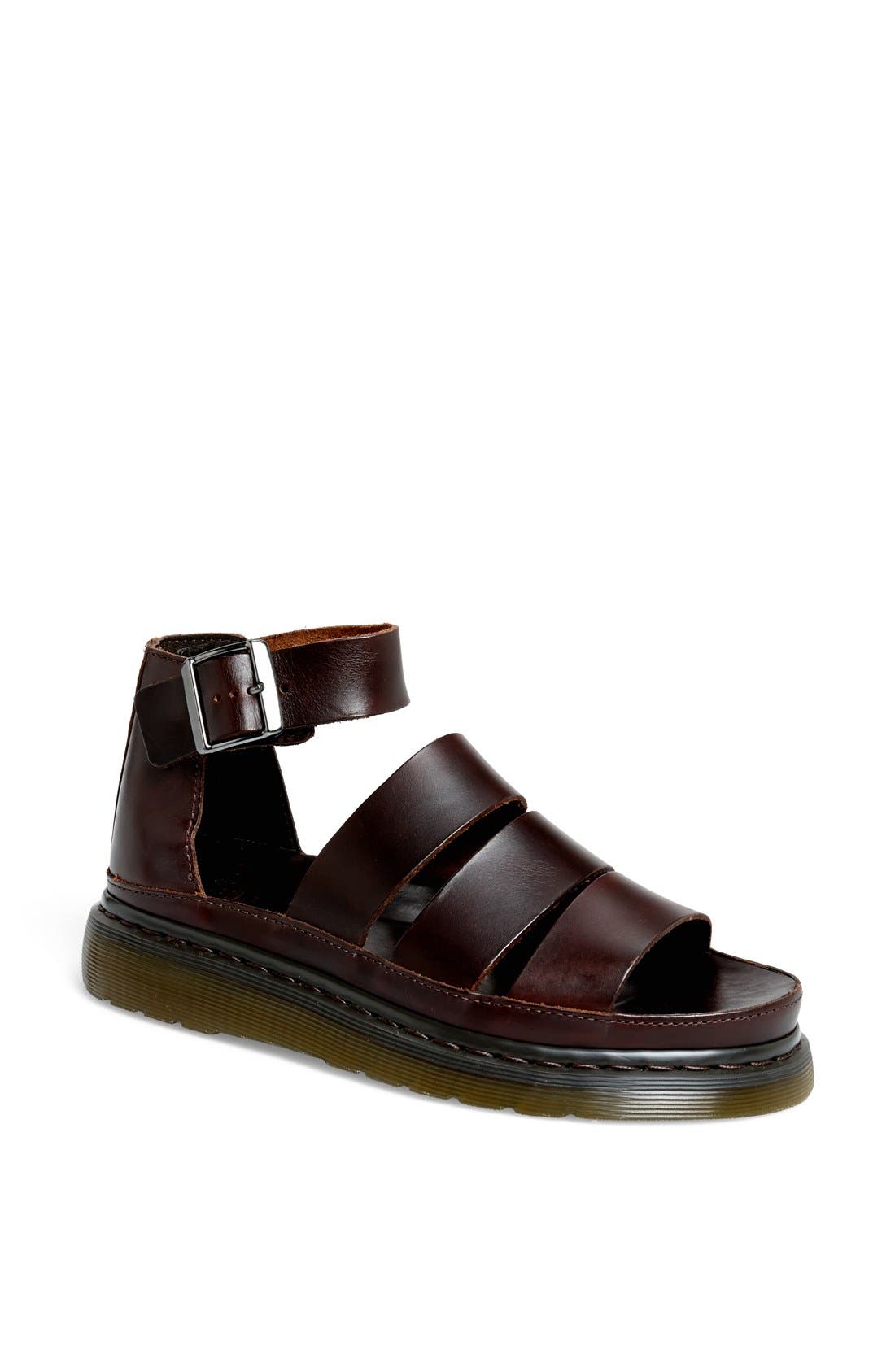 'Clarissa' Leather Sandal, Main, color, CHARRO BRANDO