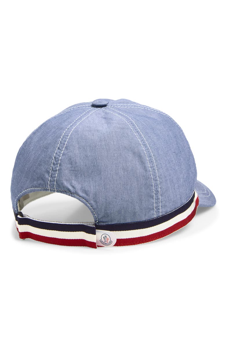 Moncler Kids' Logo Patch Chambray Baseball Cap, Alternate, color, Blue