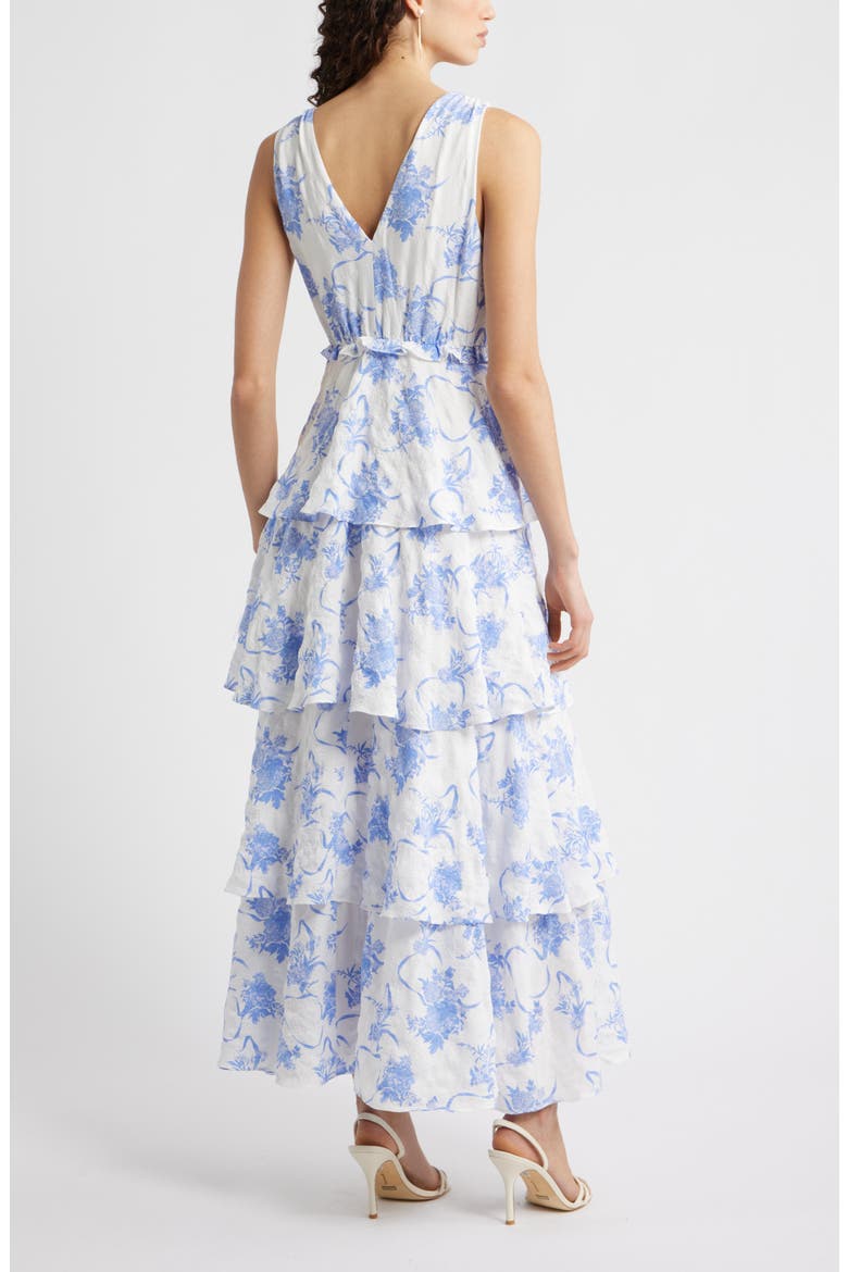 Floral Tiered Maxi Dress, Alternate, color, IVORY- BLUE ANTOINETTE FLORAL
