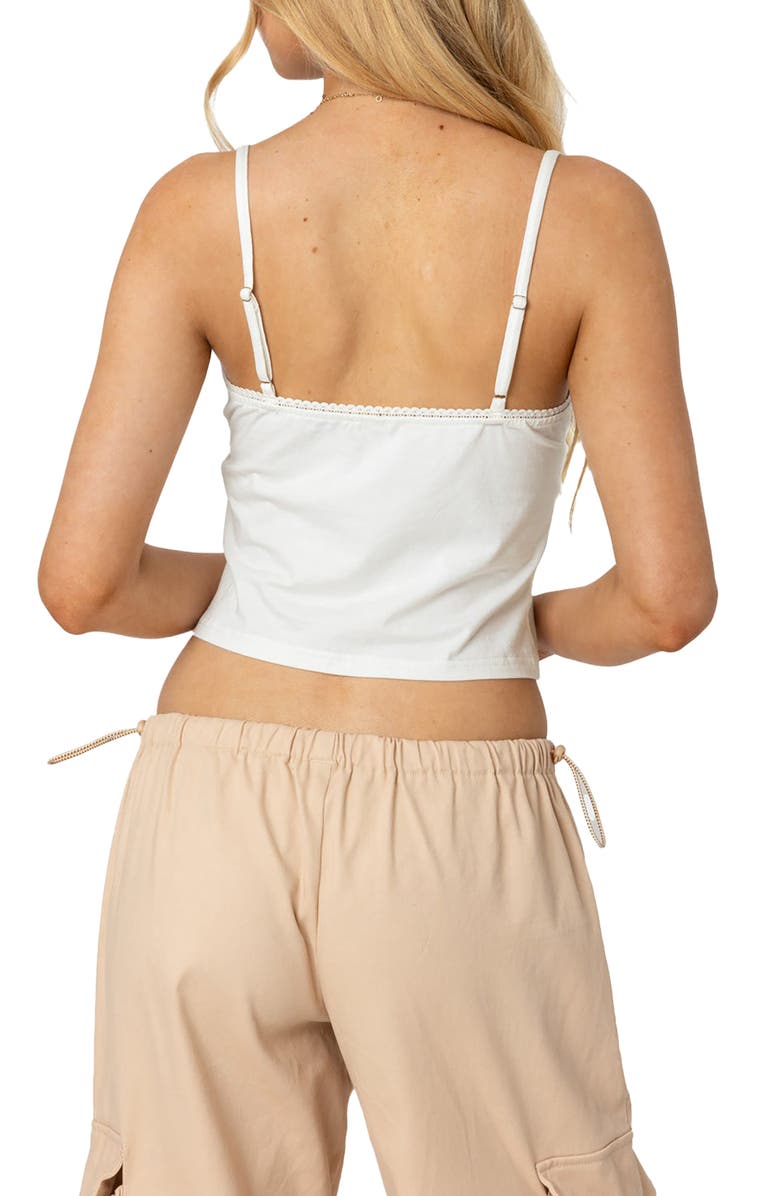 EDIKTED Gila Picot Trim Camisole, Alternate, color, White