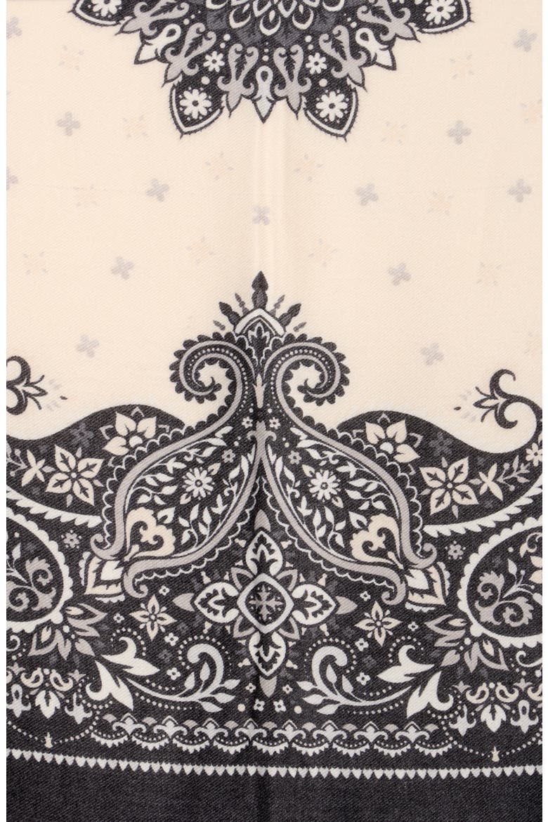 Medallion Square Scarf, Alternate, color, BLACK WHITE