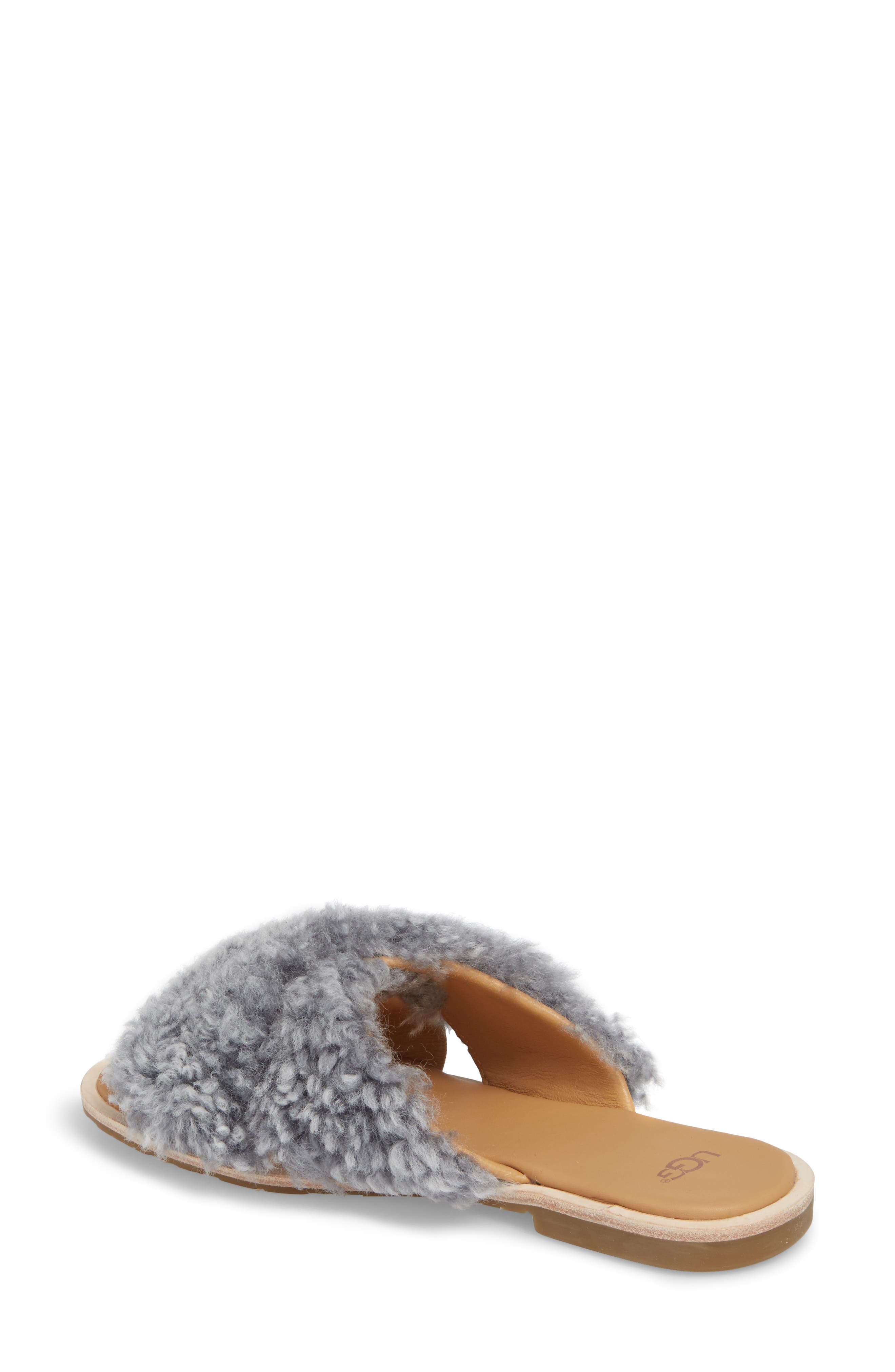 Joni Genuine Shearling Slide Sandal, Alternate, color, LUDE GREY