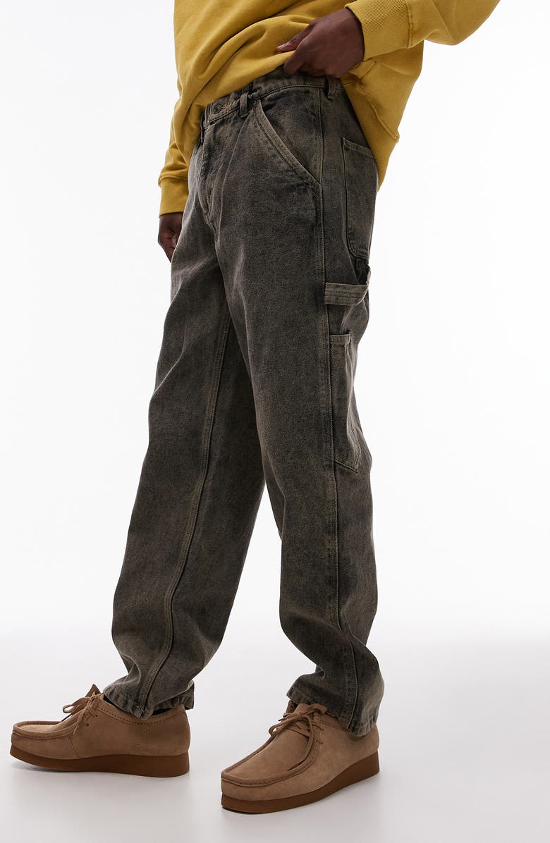 Topman Acid Wash Carpenter Jeans, Alternate, color, 