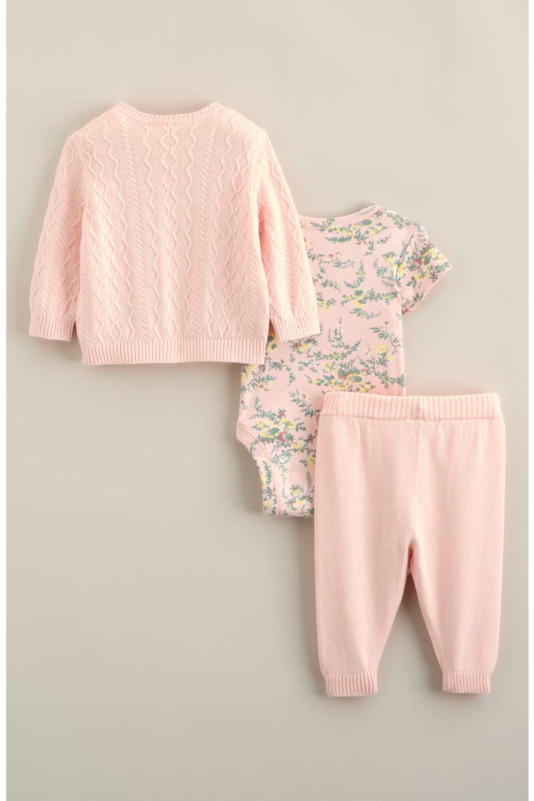 Cardigan, Bodysuit & Pants Set, Alternate, color, PINK DOGWOOD VICTORIA FLORAL