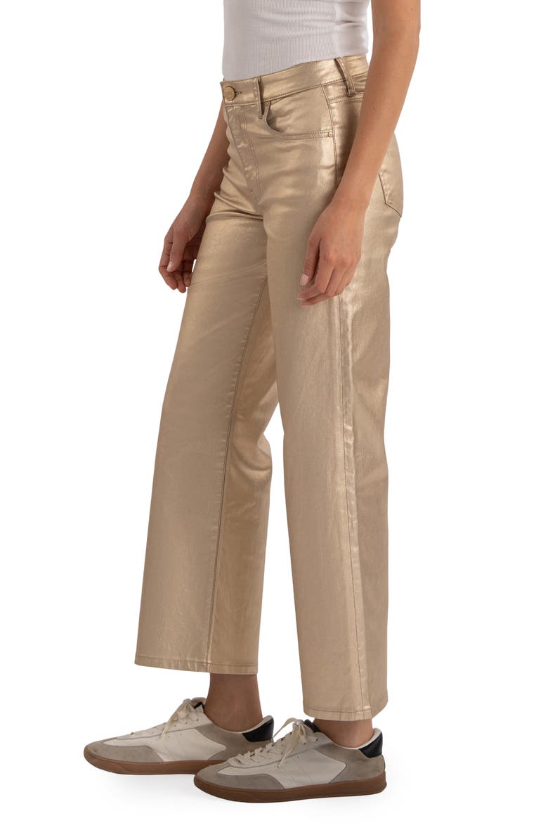 High Waist Coated Ankle Wide Leg Jeans, Alternate, color, GOLD