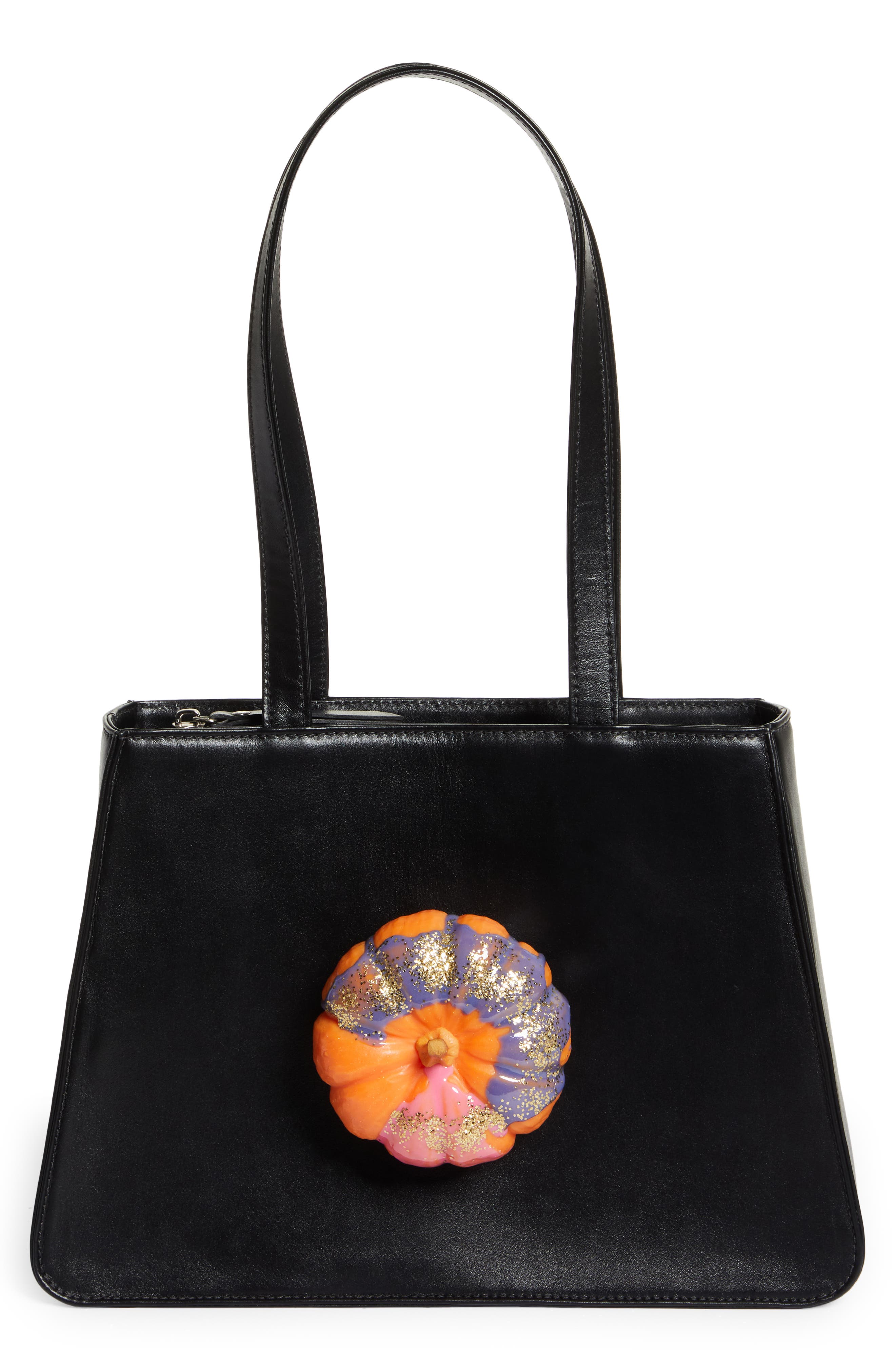 Puppets and Puppets Pumpkin Detail Leather Handbag, Main, color, 