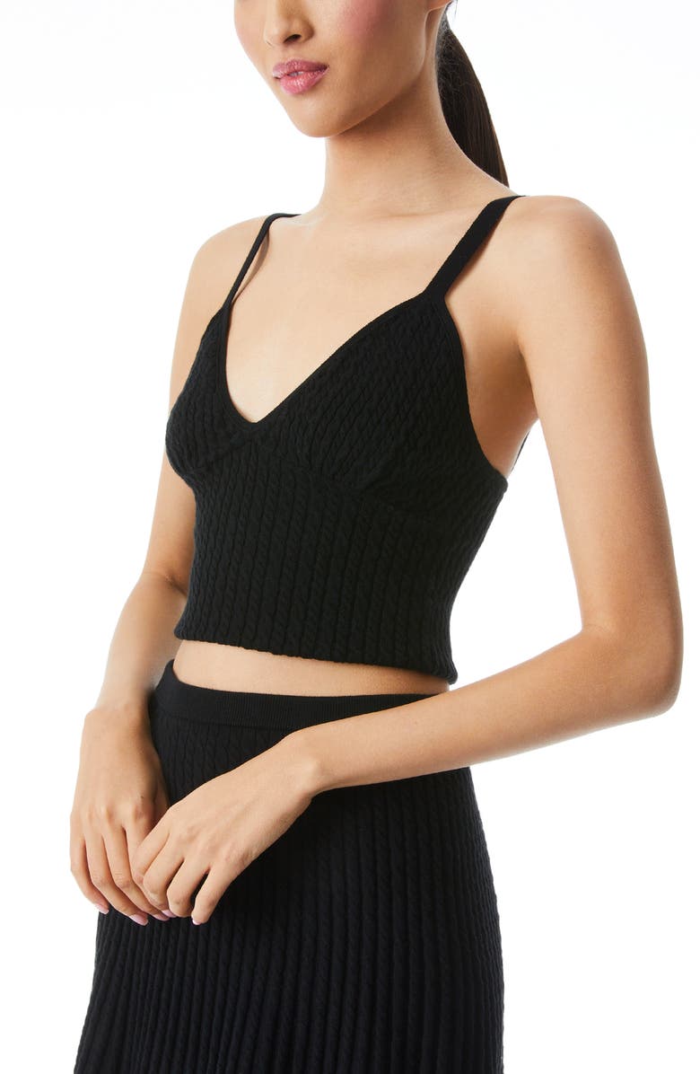 Alice + Olivia Kenna Cable Crop Cotton Sweater Tank, Alternate, color,