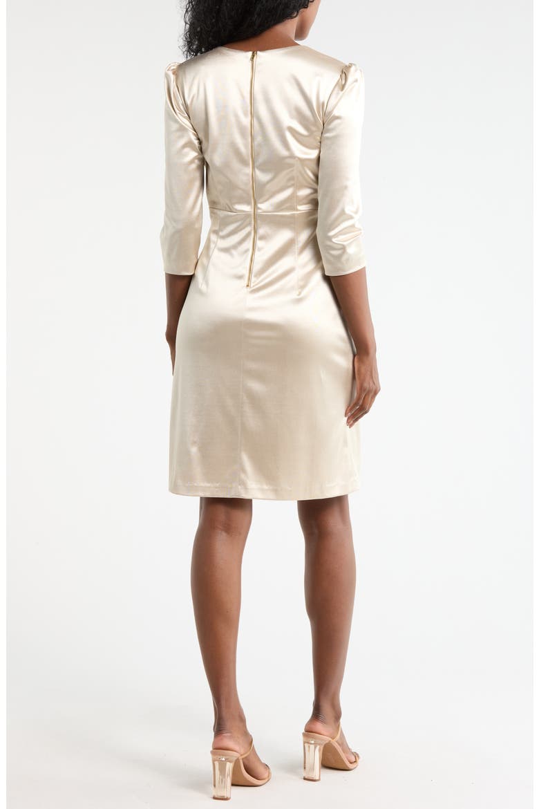 Ruffle Front Satin Sheath Dress, Alternate, color, CHAMPAGNE
