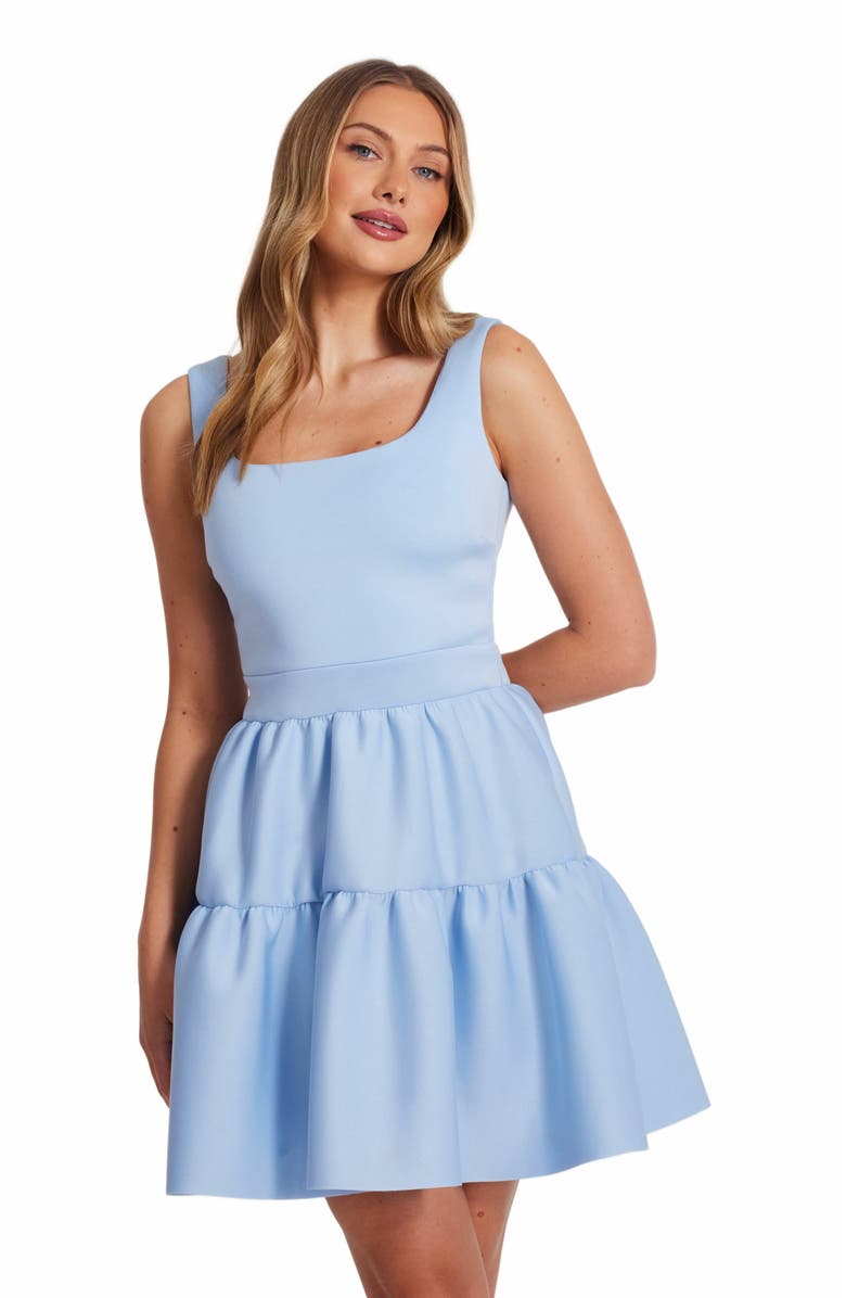 QUIZ Scuba Foam Tiered Skater Mini Dress, Alternate, color, 