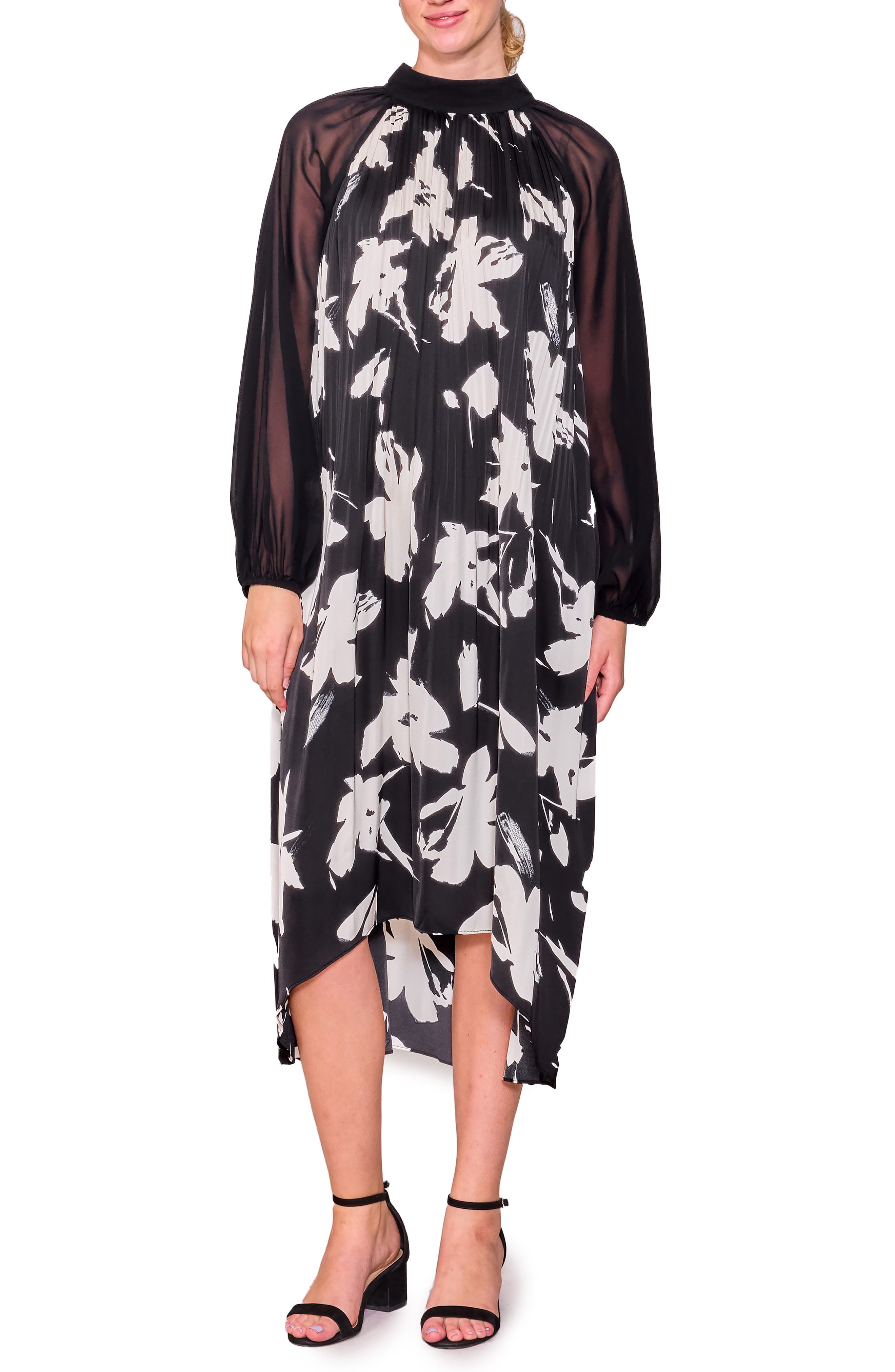 MELLODAY Pleated Mixed Media Dress