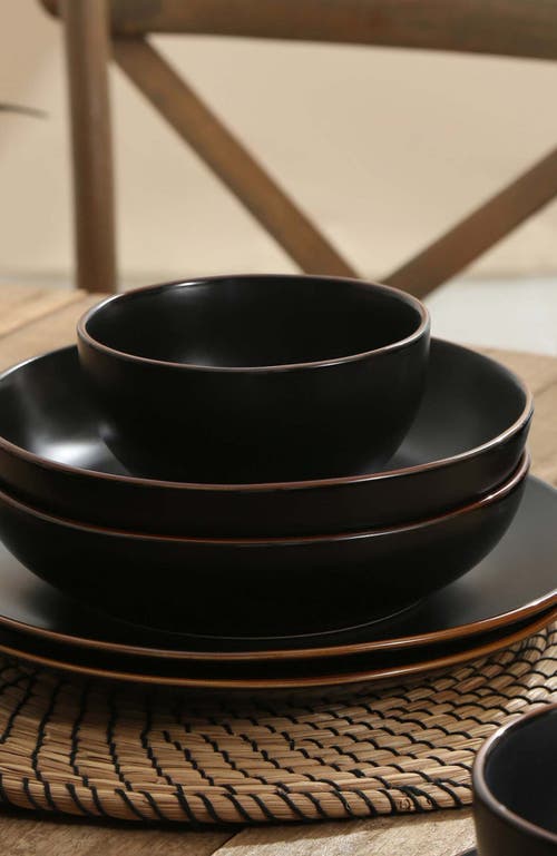 Stone Lain Brasa Stoneware 16-piece Dinnerware Set In Black