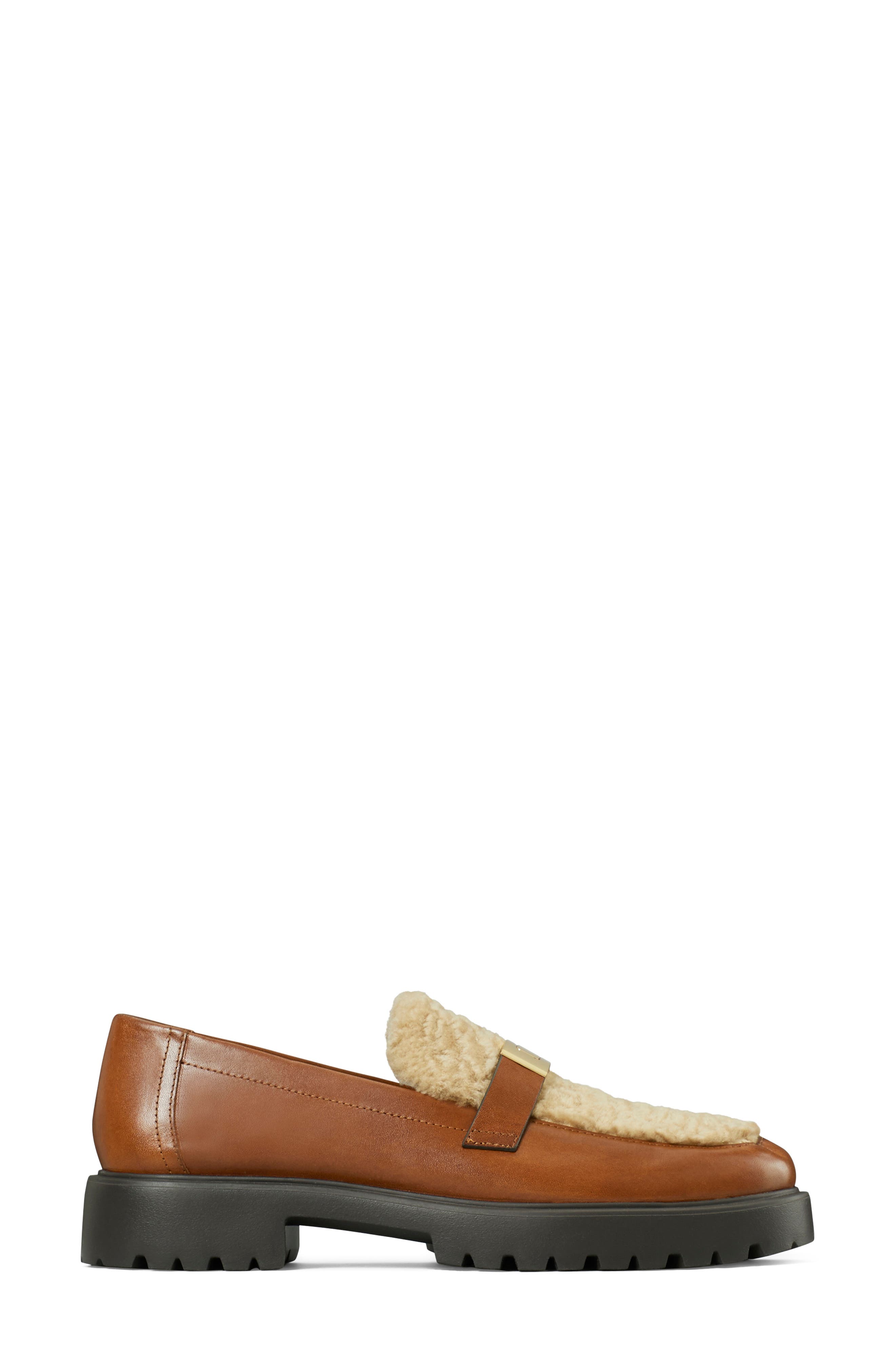 Leelee Shearling Lug Loafer, Alternate, color, BROWN / CASHEW BUTTER