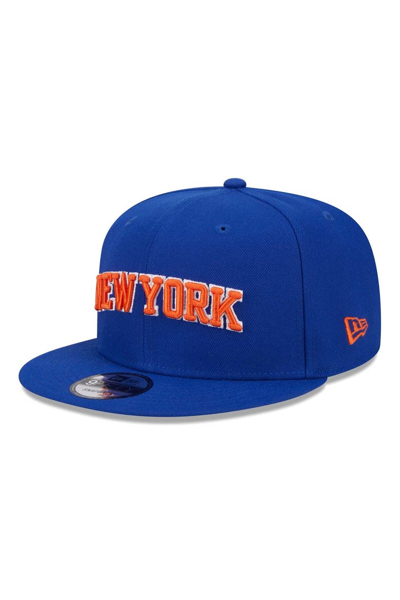 Men's New Era Blue New York Knicks Side Logo 9FIFTY Snapback Hat, Alternate, color, Blue