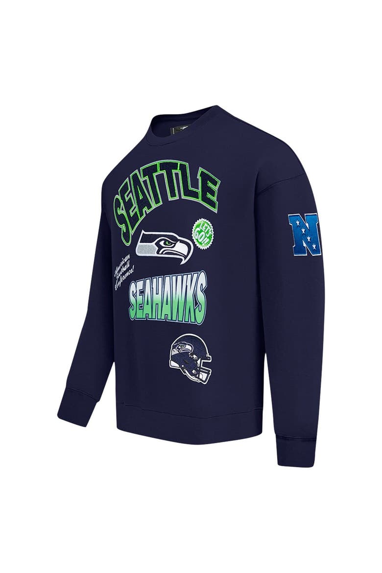 Men's Pro Standard College Navy Seattle Seahawks Turn It Up Drop Shoulder Pullover Sweatshirt, Alternate, color, College Navy