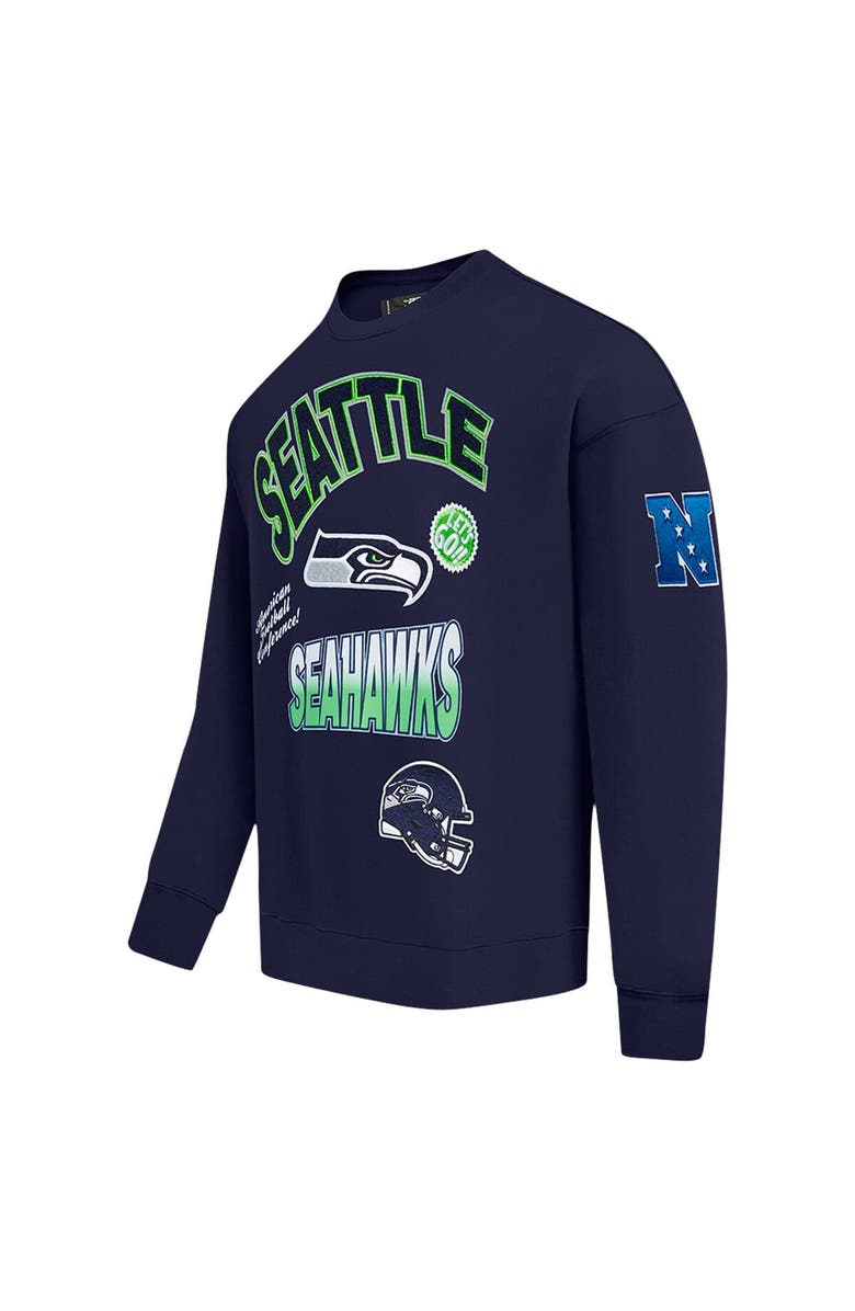 PRO STANDARD Men's Pro Standard College Navy Seattle Seahawks Turn It Up Drop Shoulder Pullover Sweatshirt, Alternate, color, College Navy