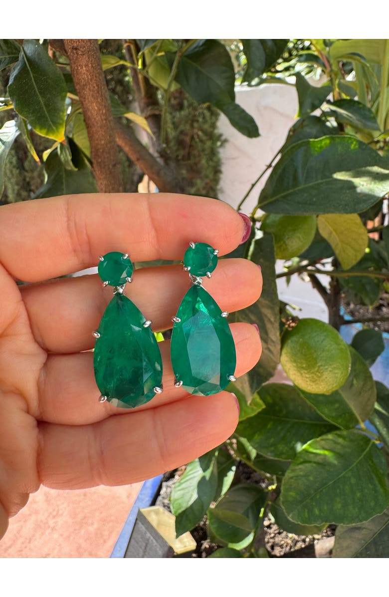 Gemma Azzurro emerald pear drop earrings, Alternate, color, Green