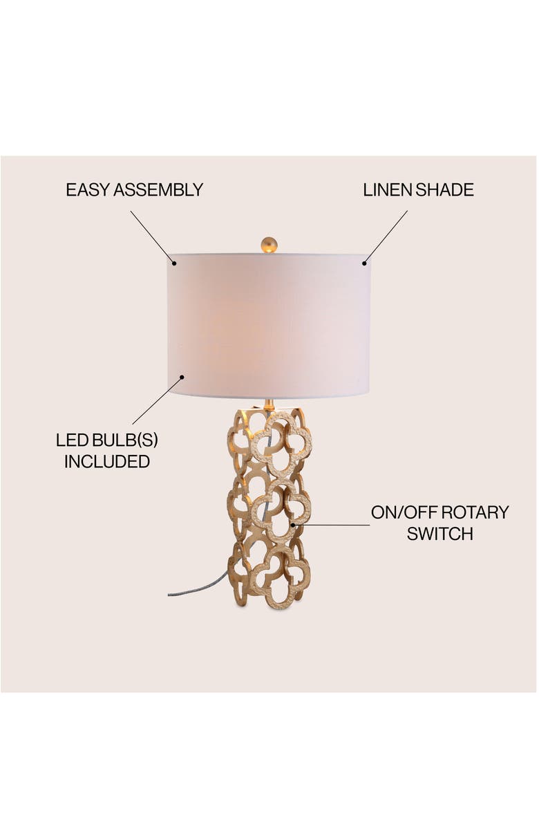 JONATHAN Y Oliver 26.5" Metal Quatrefoil LED Table Lamp, Gold, Alternate, color, 