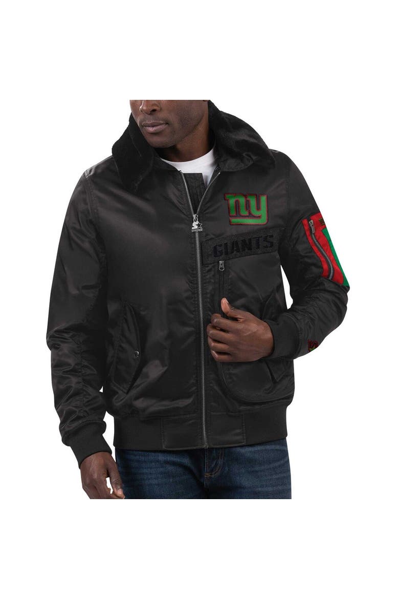 Men's Starter x Ty Mopkins Black New York Giants Black History Month Satin Full-Zip Jacket, Alternate, color, Black