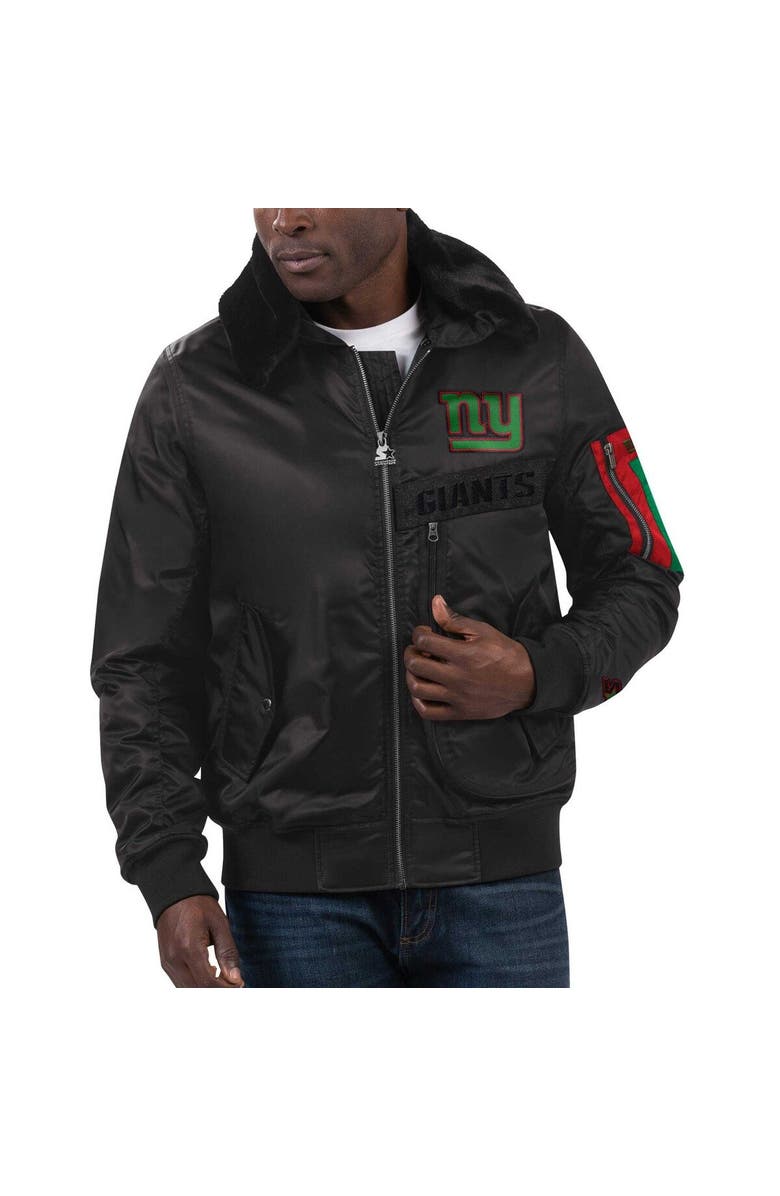 STARTER Men's Starter x Ty Mopkins Black New York Giants Black History Month Satin Full-Zip Jacket, Alternate, color, Black