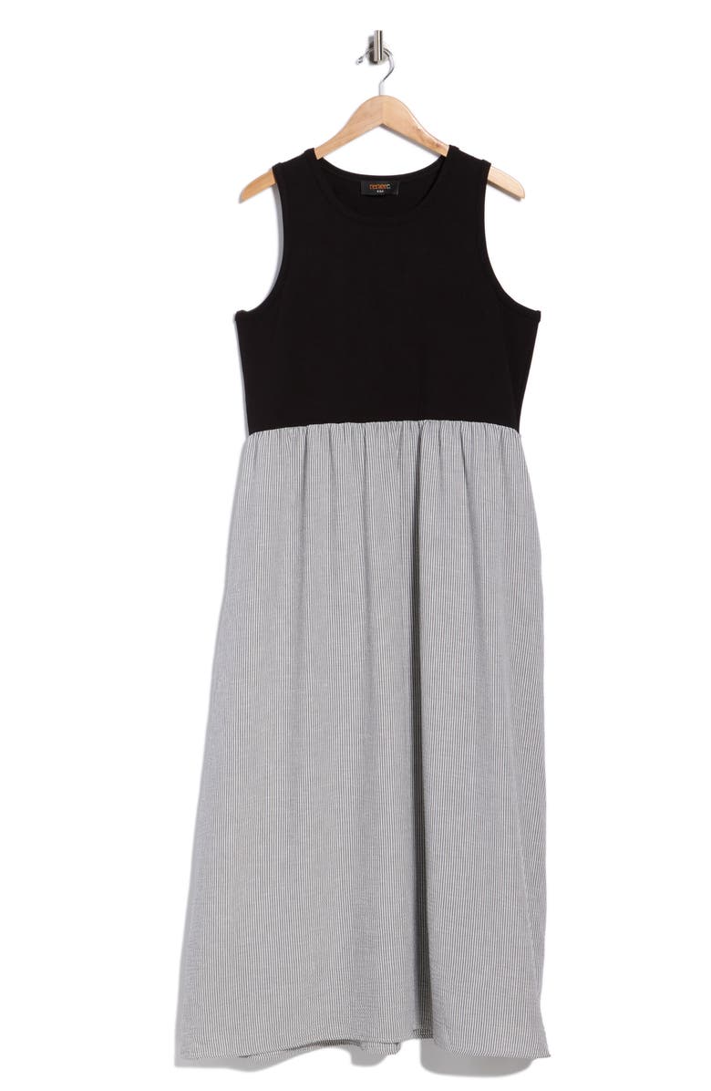 Renee C Mixed Media Midi Dress, Main, color, Black
