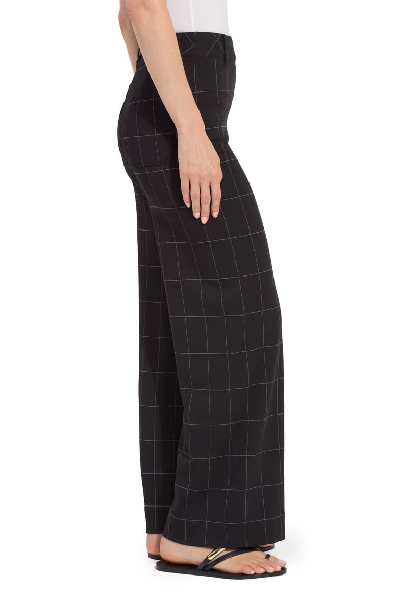 Erin Windowpane Check High Waist Wide Leg Ponte Pants, Alternate, color, DOUBLE CHECK LINE