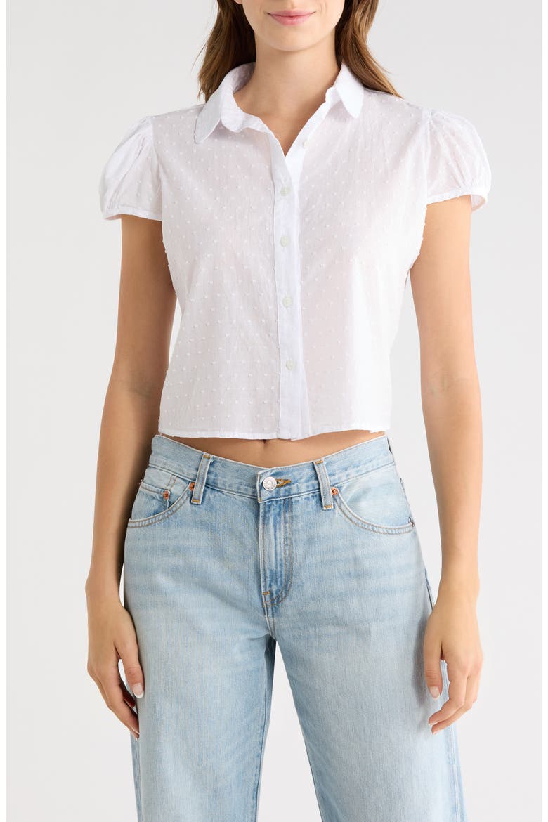 Eloise Cotton Button-Up Top, Main, color, WHITE