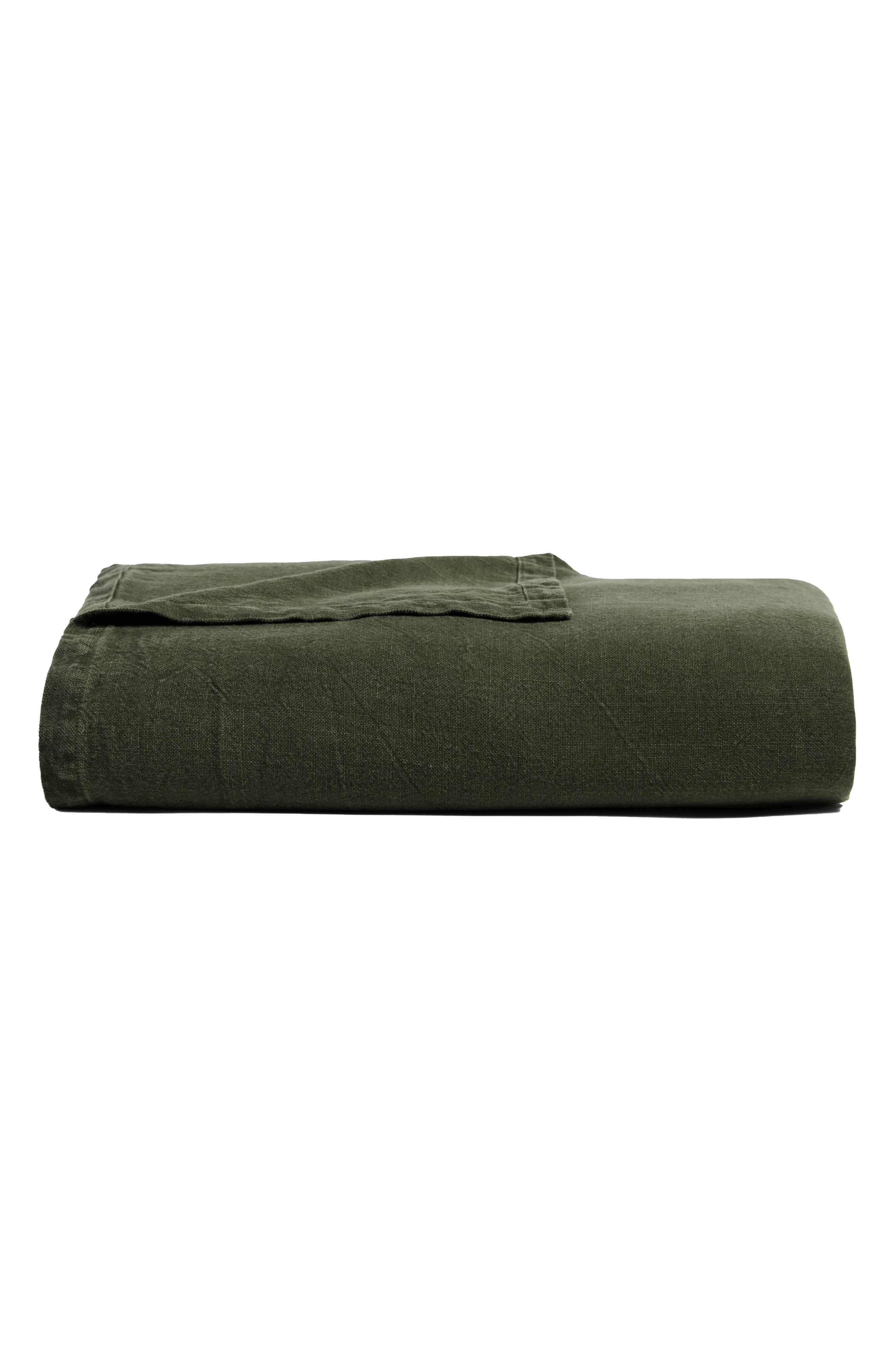 Parachute Vintaged Linen Bed Cover in Evergreen 