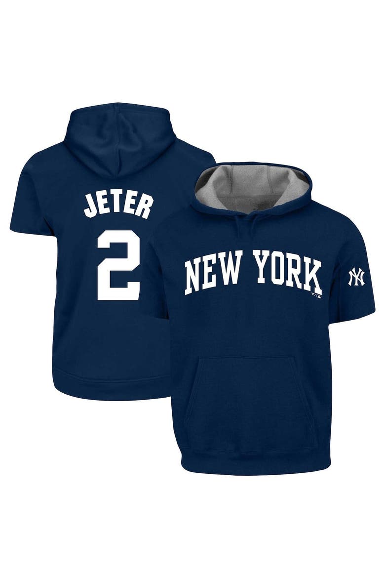 Men's Profile Derek Jeter Navy New York Yankees Big & Tall Fleece Short Sleeve Hoodie, Main, color, Navy