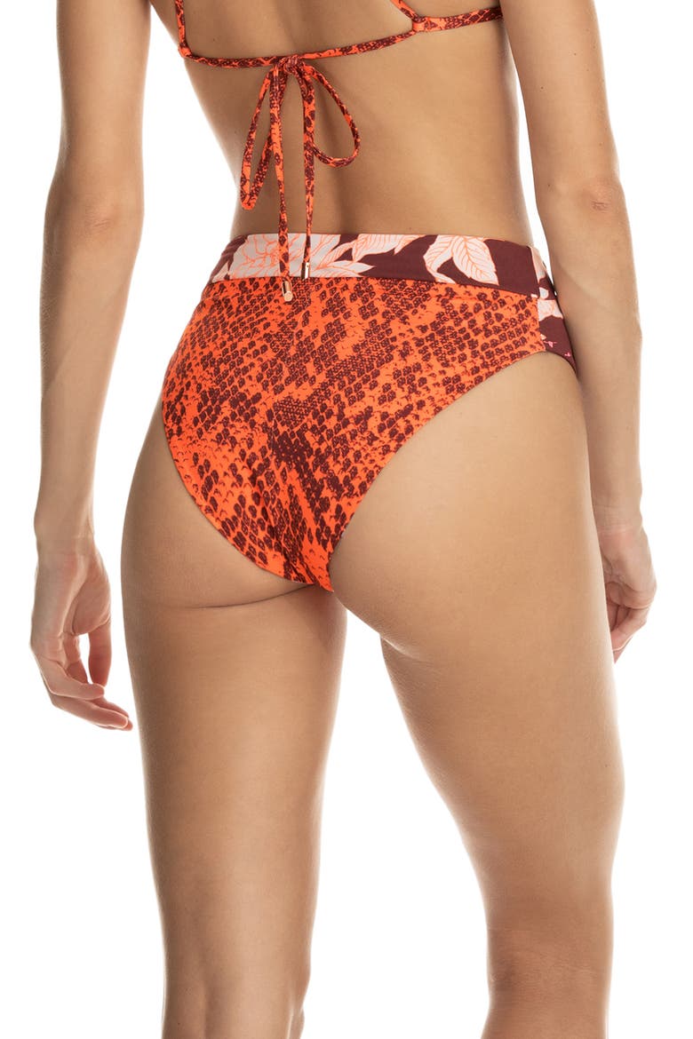 Snake Charmer Suzy Q High Waist Reversible Bikini Bottoms, Alternate, color, RED
