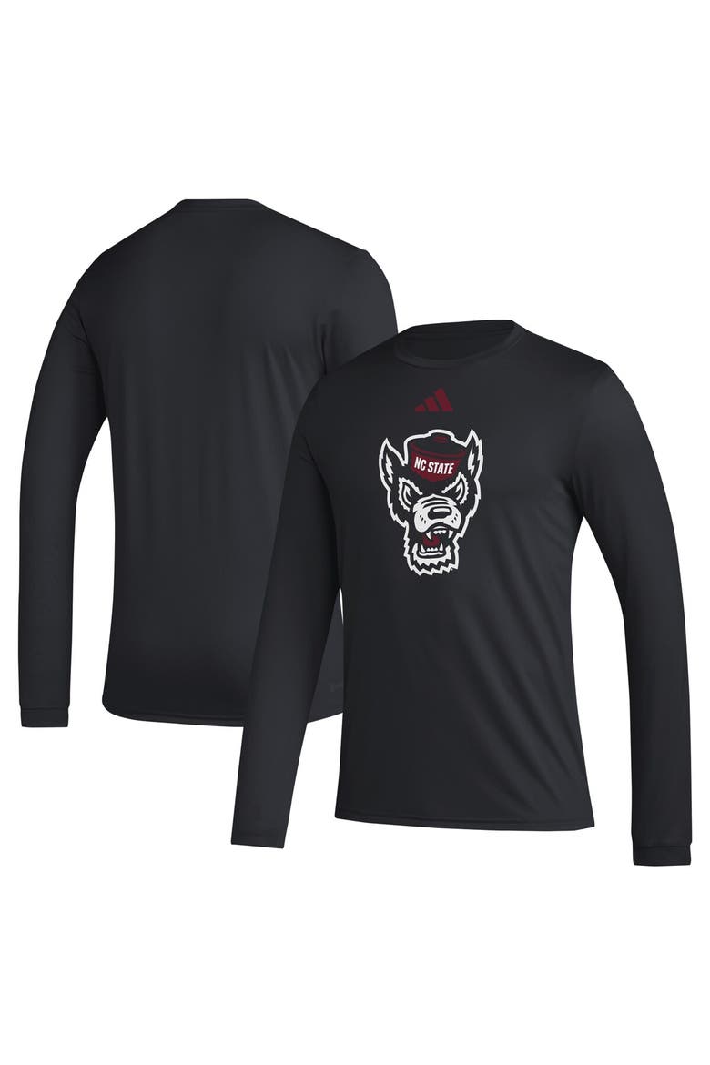 Men's adidas Black NC State Wolfpack Primary Locker Logo Pre-Game Long Sleeve T-Shirt, Main, color, Black