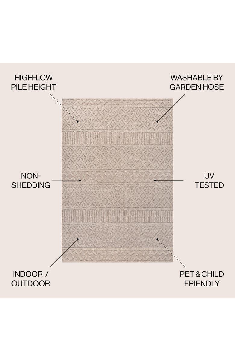 JONATHAN Y Ormond High-Low Modern Trellis Geometric Indoor/Outdoor Area Rug, Alternate, color, Beige/Gray