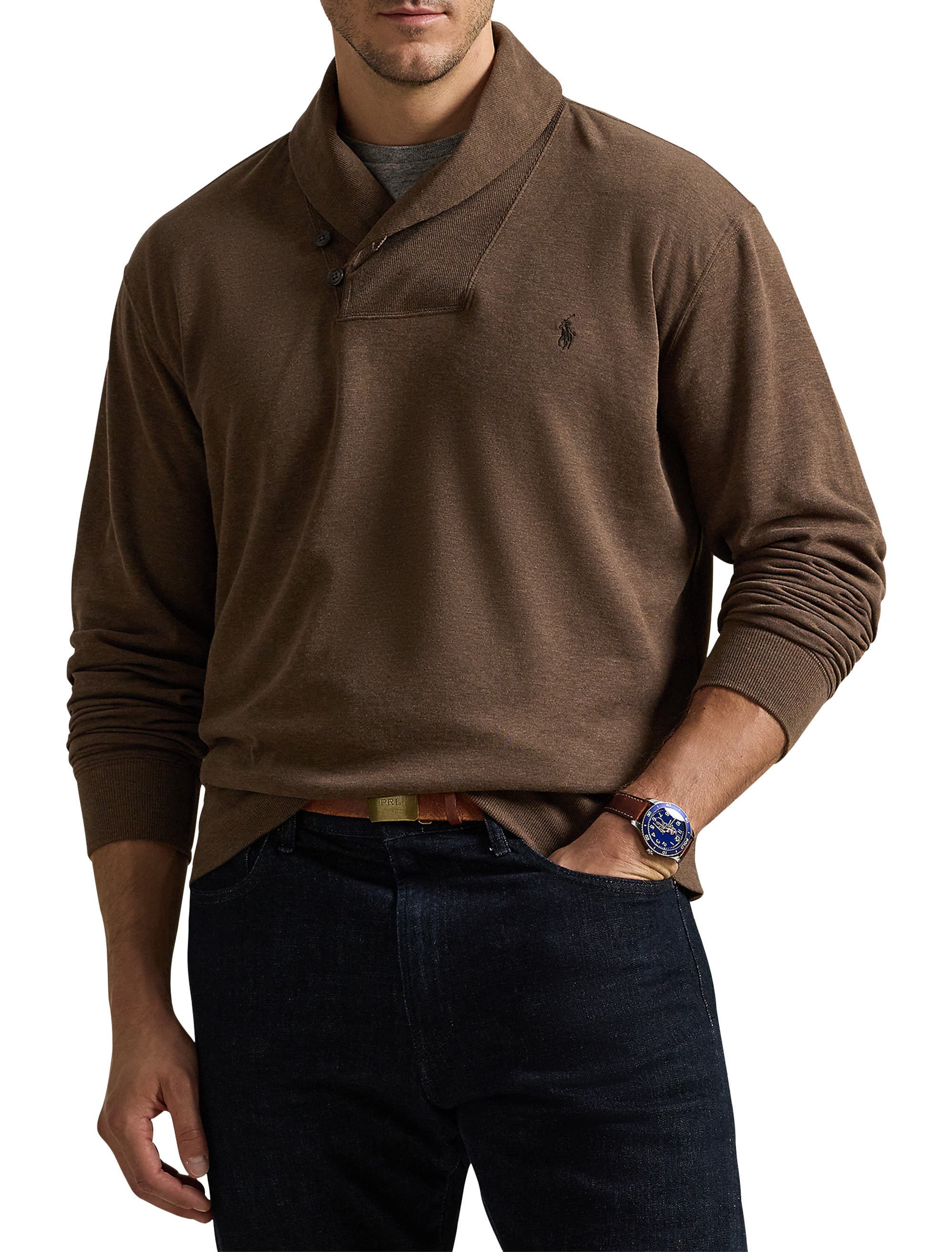 Big & Tall Luxury Jersey Shawl-Collar Pullover