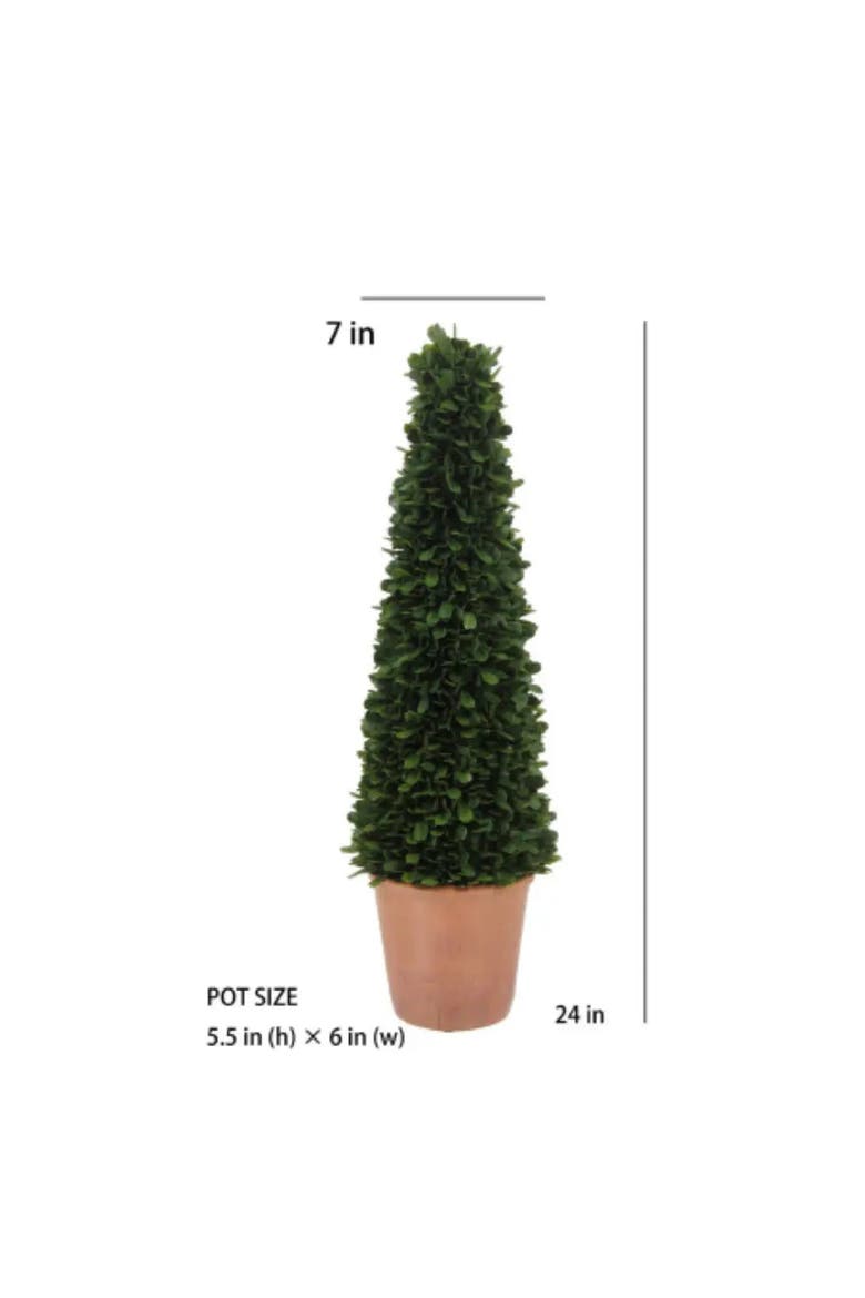 24" Artificial Boxwood Plant in Tapered Pot, Alternate, color, Green