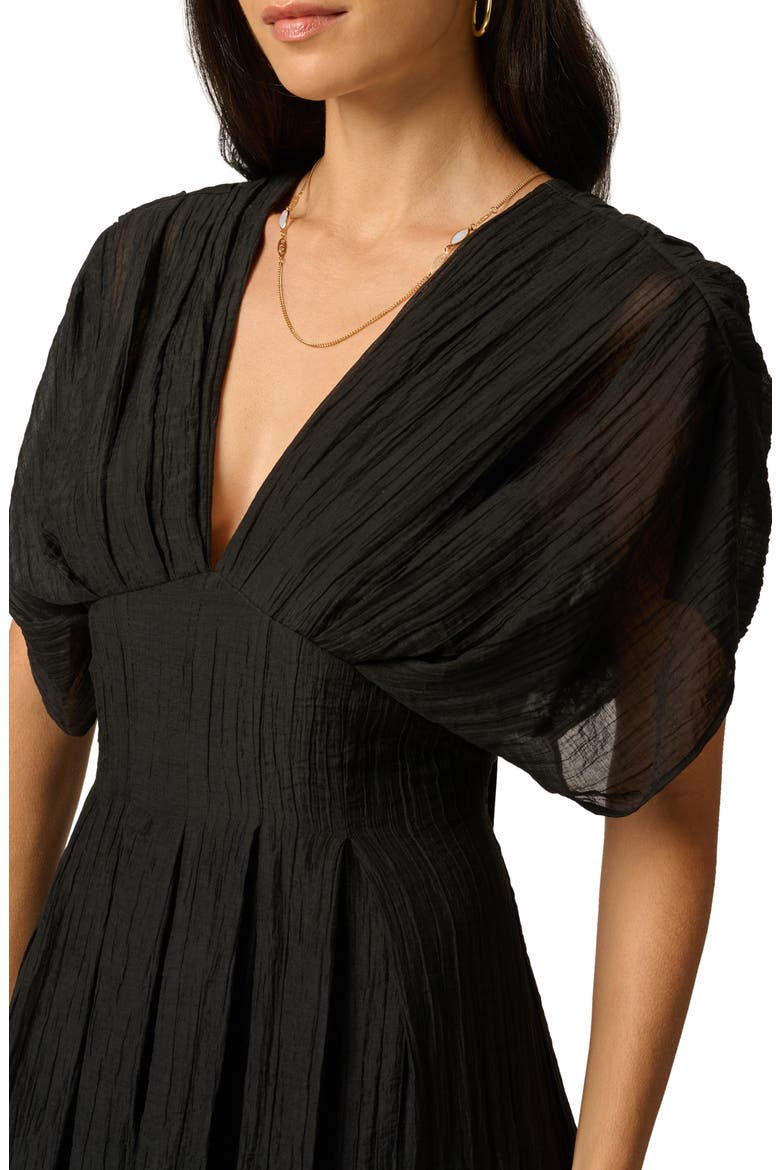 Organdy Crinkle Maxi Dress, Alternate, color, BLACK