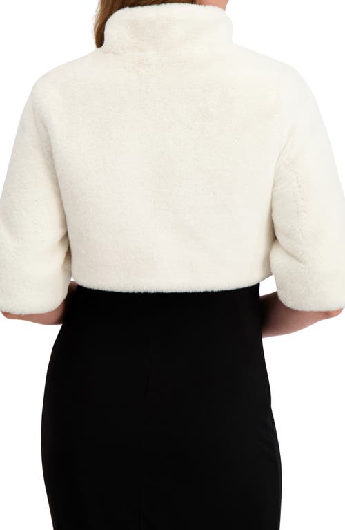 Laundry By Shelli Segal Mock Neck Faux Fur Shrug In White