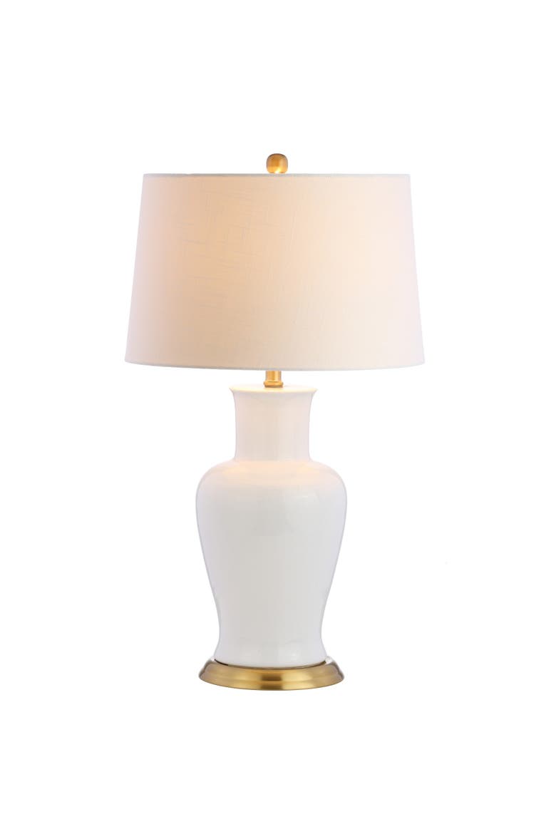 Julian Traditional Classic Ceramic Urn LED Table Lamp, Main, color, White/Gold