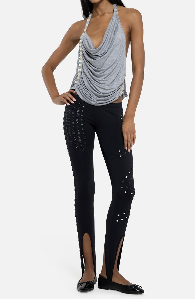 JADED LONDON Mirror Eyelet Stirrup Pants, Alternate, color, Black