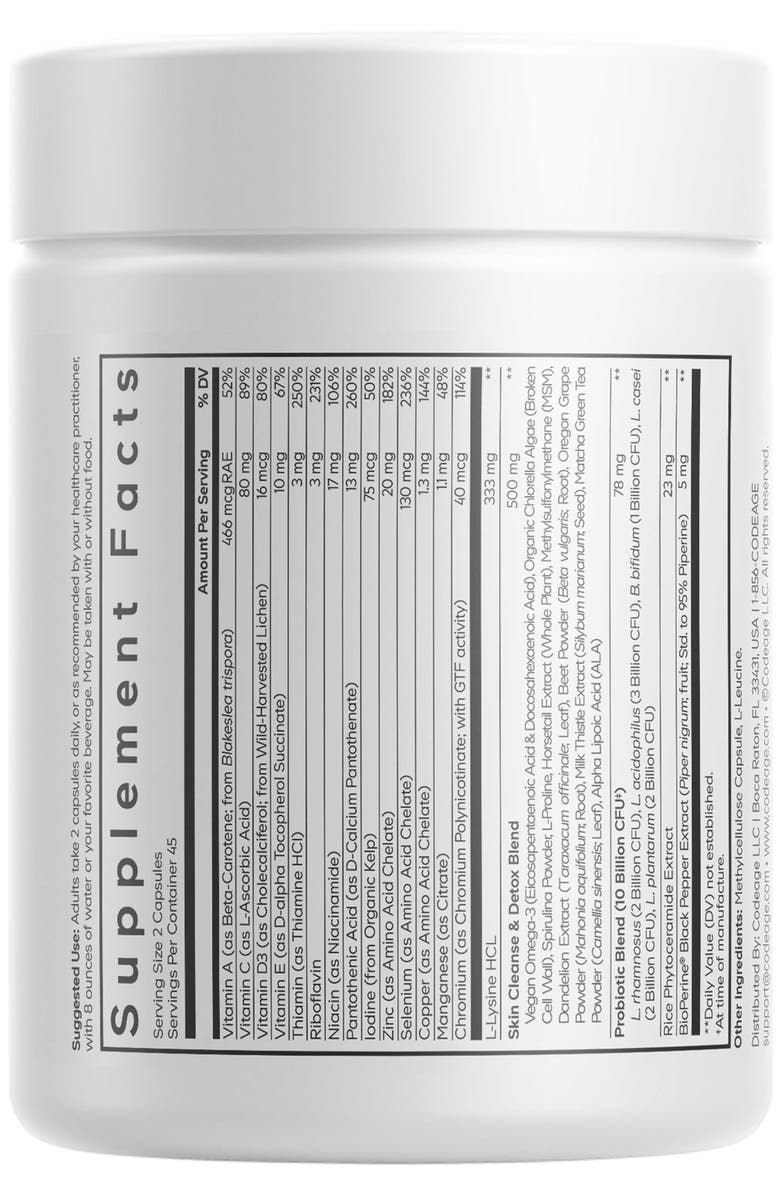 Codeage Clearface Pantothenic Acid & Niacin Vitamins Supplement, Alternate, color, White