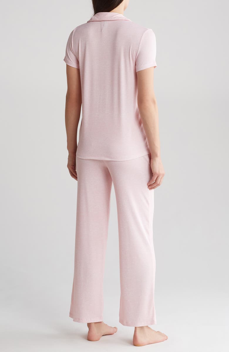 JACLYN Ribbed Short Sleeve Top & Pants Pajamas, Alternate, color, 