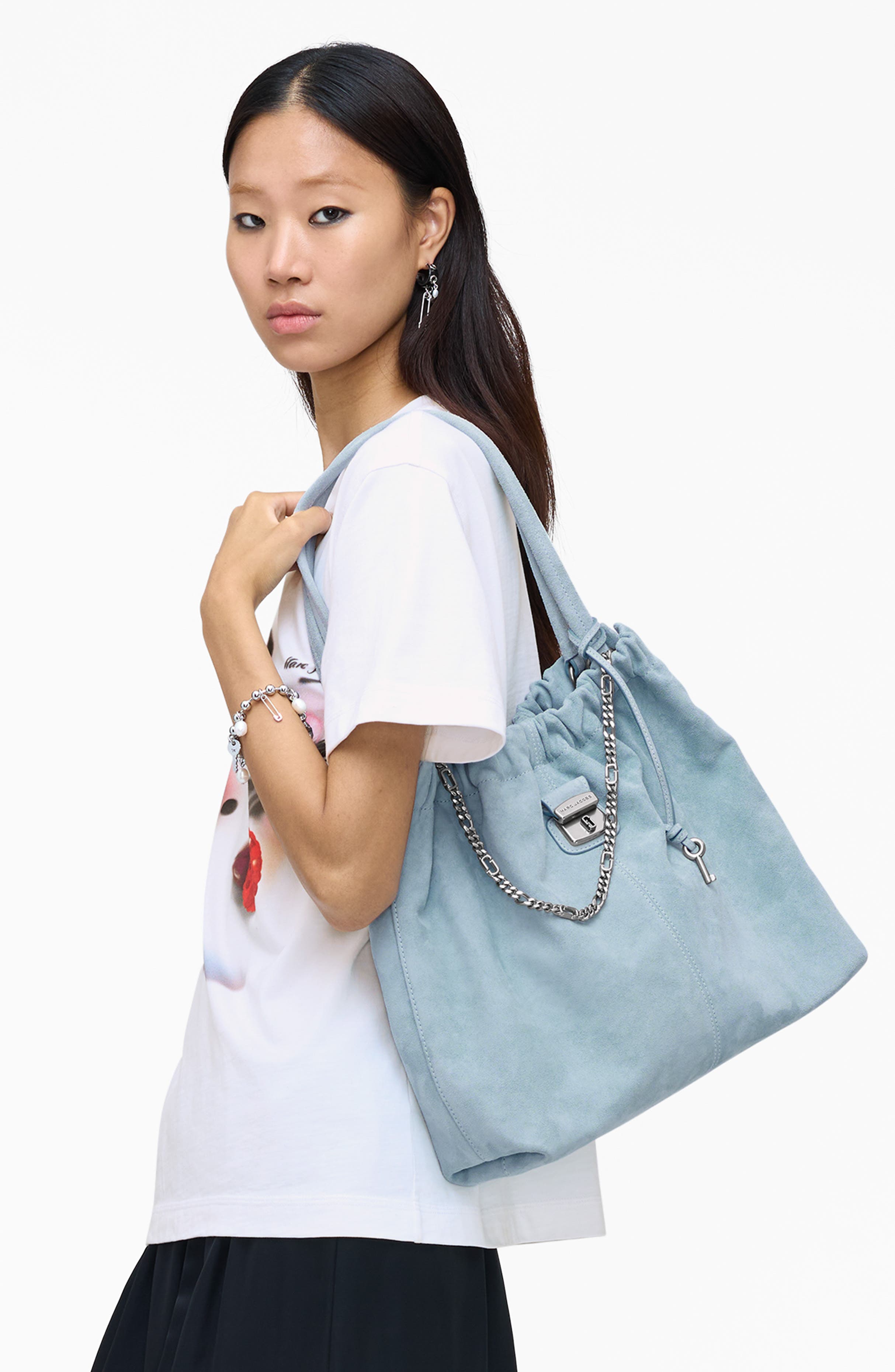 Marc Jacobs The Cristina Suede Tote, Alternate, color, Blue Mist