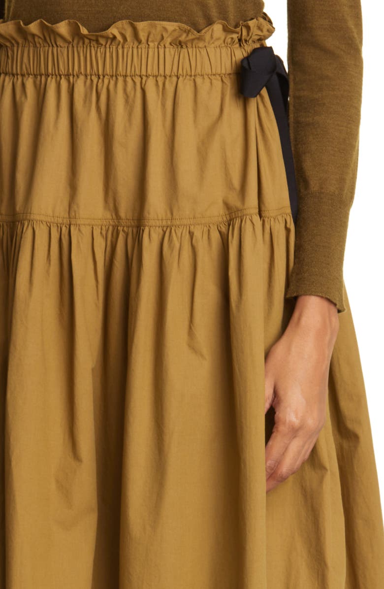Ulla Johnson Astra Tiered Drawstring Cotton Midi Skirt, Alternate, color, 