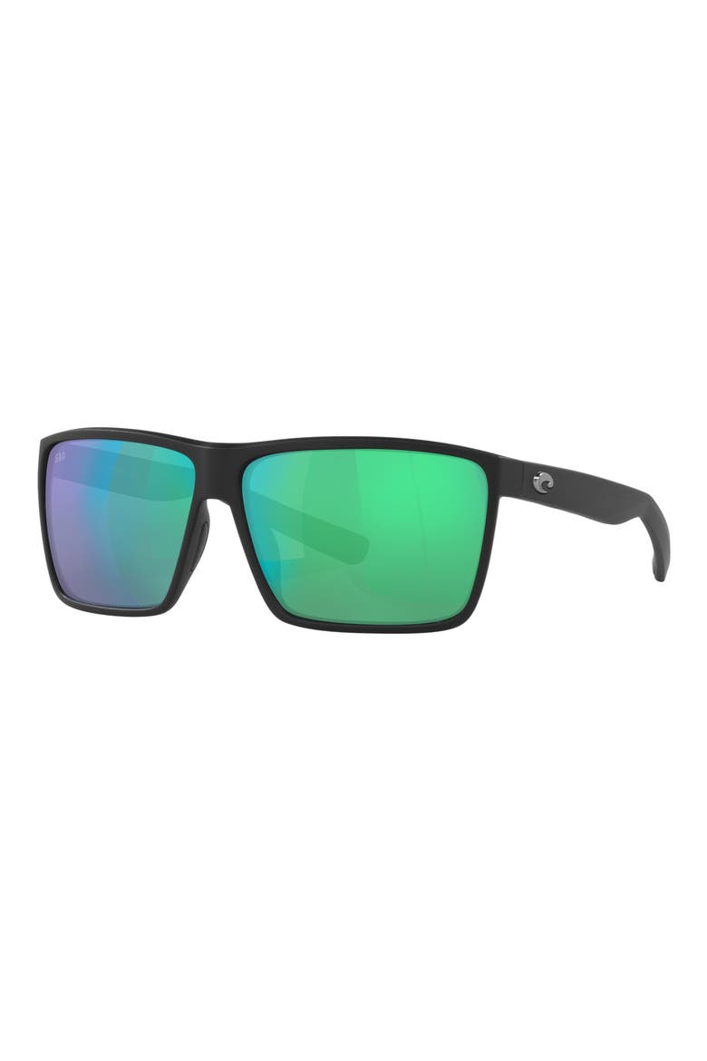 63mm Polarized Oversize Square Sunglasses, Alternate, color, GREEN MIRROR