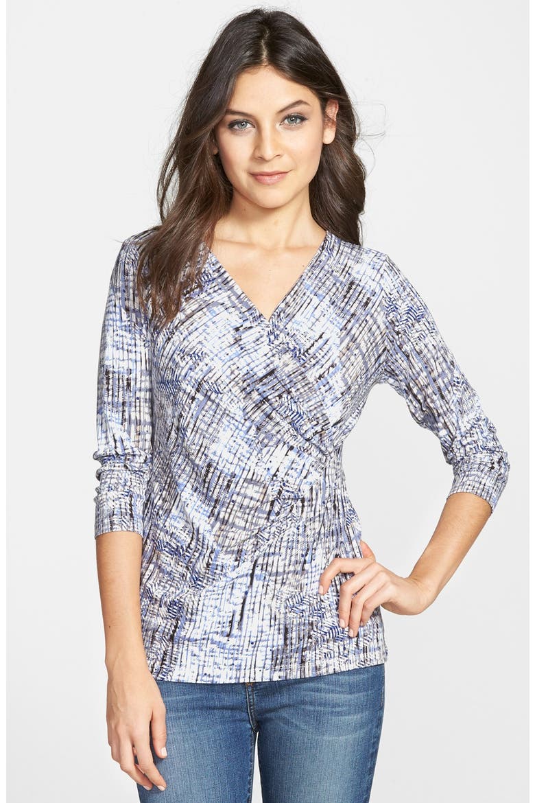 'Spring Rain' Faux Wrap Top, Main, color, MULTI