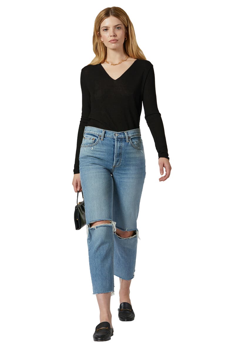 Boyish Jeans The Tommy Ripped High Waist Raw Hem Straight Leg Jeans, Alternate, color,