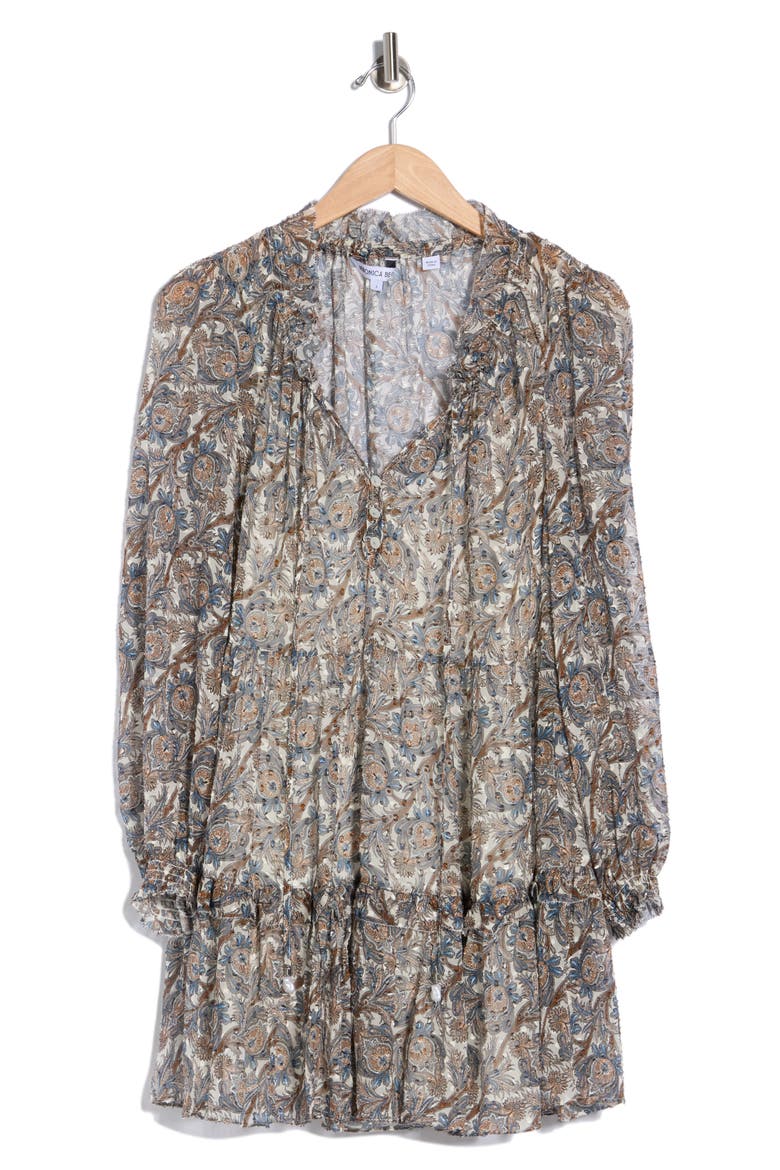 Charles Paisley Silk Blend Minidress, Alternate, color, DOVE MULTI