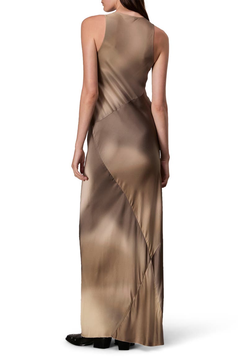 Bias Cut Ombré Satin Maxi Tank Dress, Alternate, color, BRWMULTI
