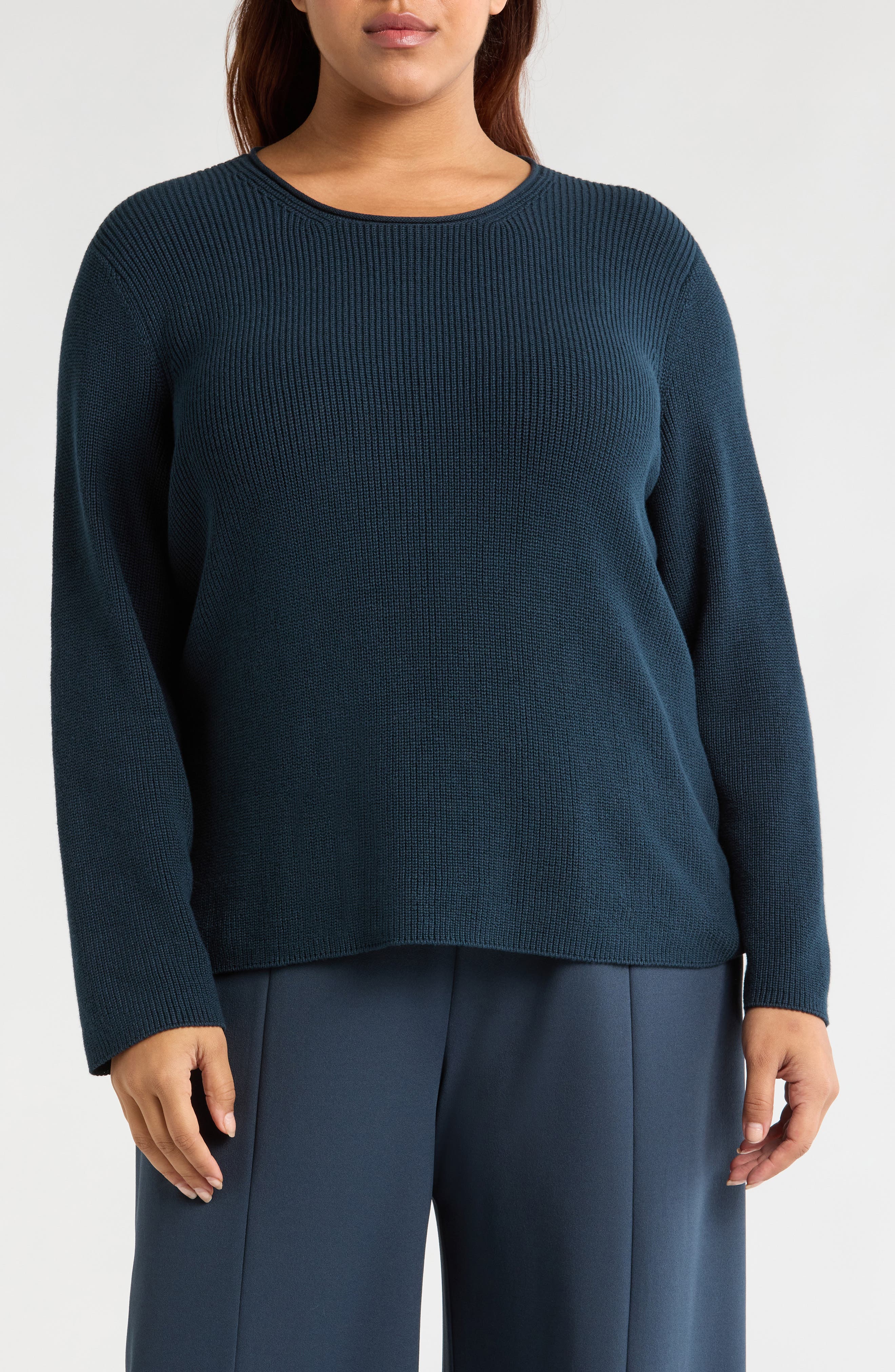 Eileen Fisher Marled Organic Cotton Roll Neck Sweater (Women ...