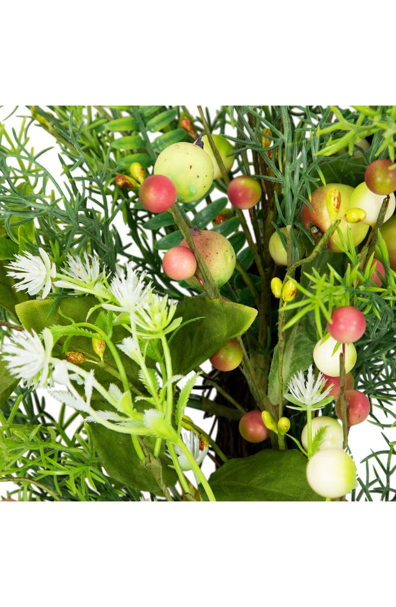 Northlight Berry and Crabapple Fern Foliage Spring Wreath - 22", Alternate, color, Green