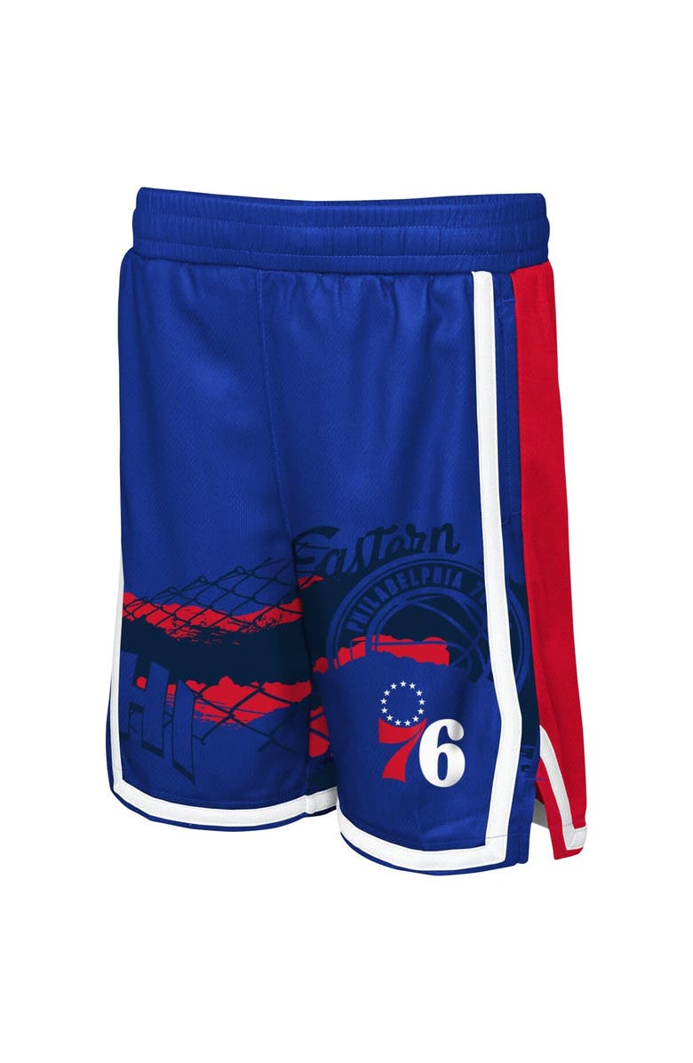 Outerstuff Youth Royal Philadelphia 76ers Fade Away Shorts, Alternate, color, 